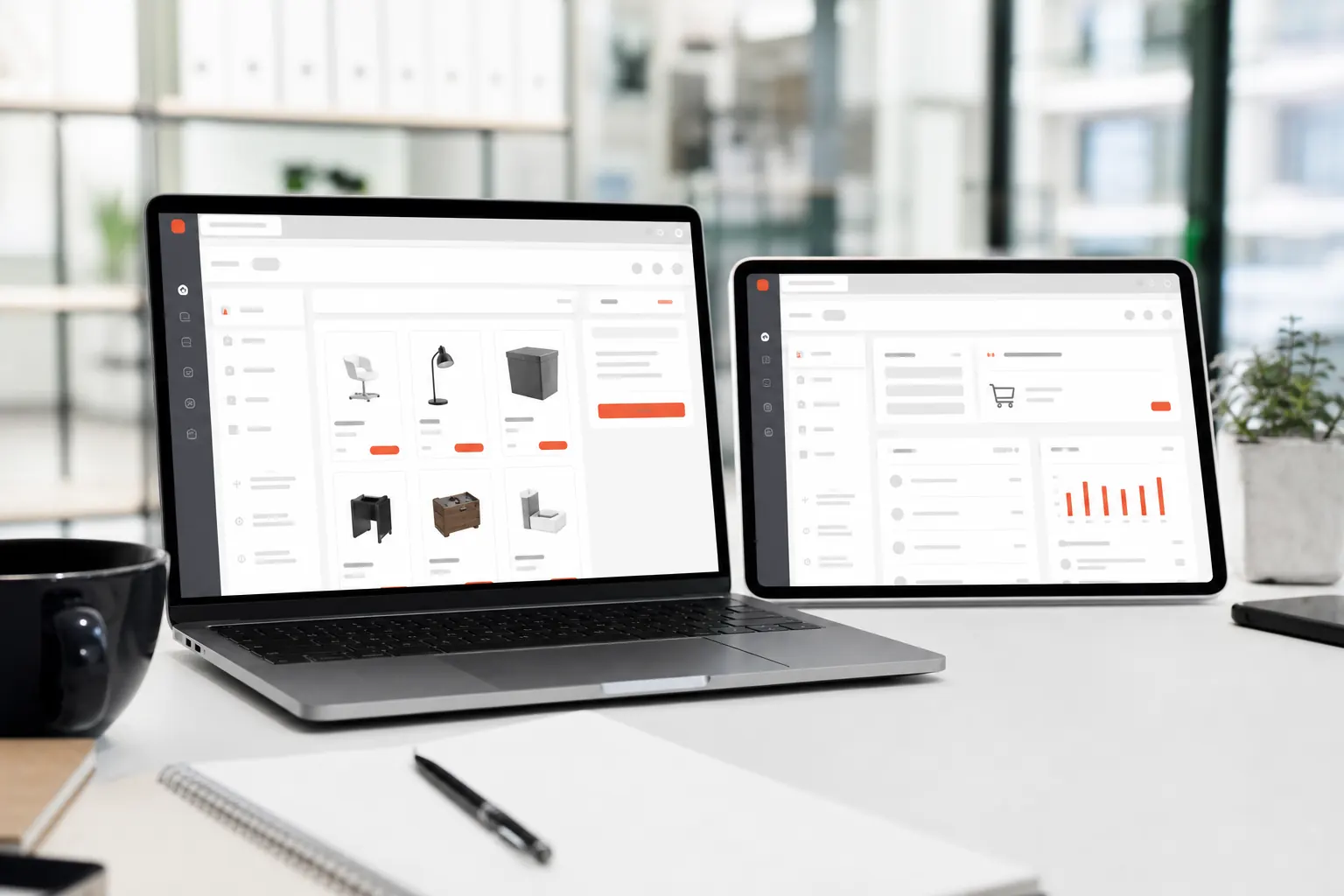 E-Commerce Plattform auf Laptop und Tablet