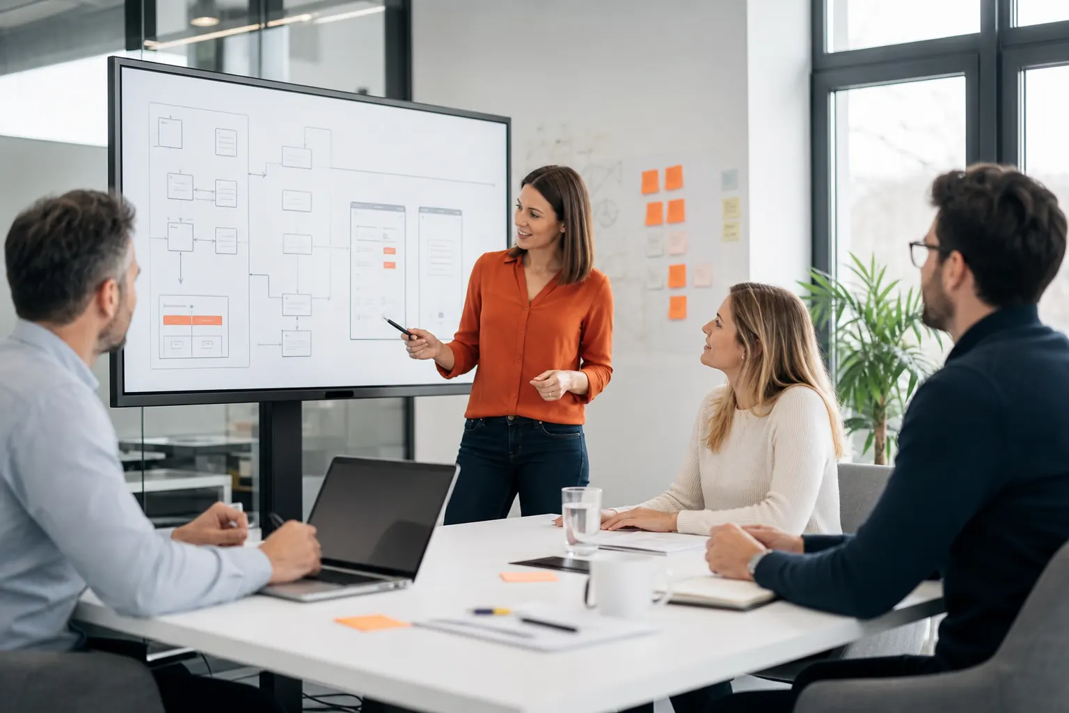 Team bespricht individuelle Unternehmenssoftware